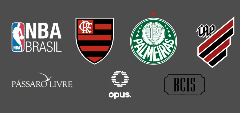 Marcas atendidas: NBA Brasil, Flamengo, Palmeiras, Athletico Paranaense, Pássaro Livre, Opus e BC15